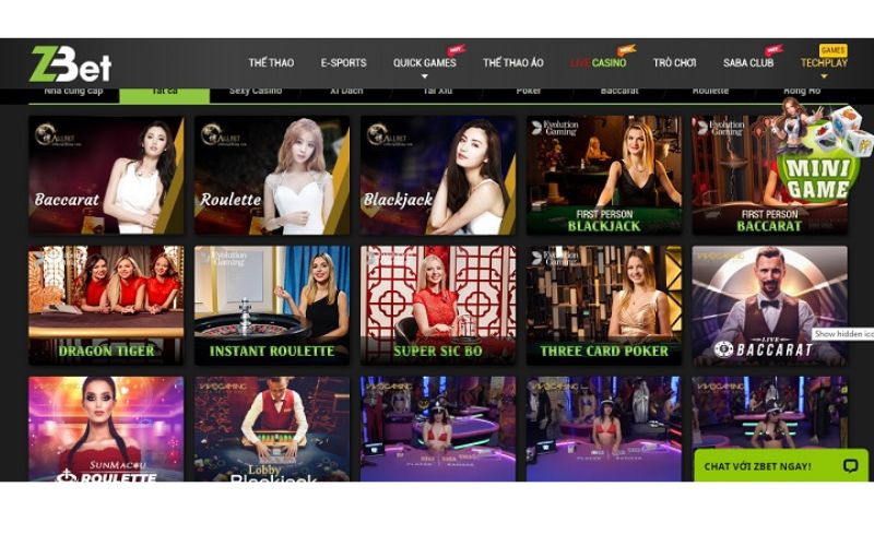 Đôi nét về sảnh Casino Zbet